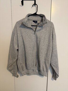 TKO Heather Grey Quarter Zip Fleece Pullover Sweatshirt - Medium